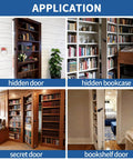 Heavy Duty Hidden Door Book Latch Featuring Slick Concealed Bookshelf Catch For Seamless Safe Room Upgrade And Smooth Operator DIY Stealth Lock Set applied in hidden door, secret door, and bookshelf door settings.