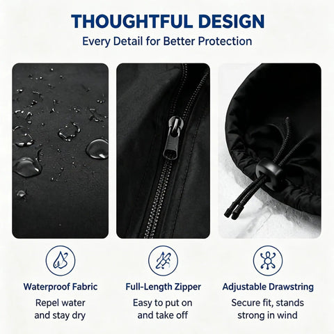 Beefy Weatherproof Cover For Electric Vehicle Charging Station Compatible With Lectron V Box 32a showing waterproof fabric and full-length zipper details.