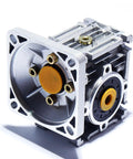 NMRV030 Worm Gearbox RV030 Square Type Reducer For Nema23 Stepper Or Servo Motor Beefy 11Mm Input 14Mm Output 15 To 1 Gear Ratio Aluminum Alloy Housing Durable Quiet Performance, side view