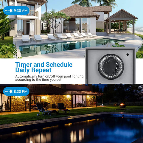 Beefy Outdoor Mechanical Pool Pump Timer Box 40A 120 to 277 VAC 24 Hour Programmable On Off Switch by a pool
