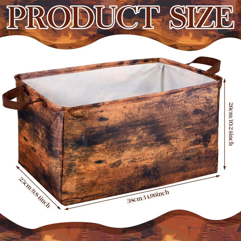 6 Pack Retro Large Fabric Storage Bins With Heavy Duty Handles Big Foldable Cloth Cubes For Closet Shelf Organization Game Changer Toy Book Closet Organizers In Black Brown For Nursery Kid Room Under Bed size and dimension details