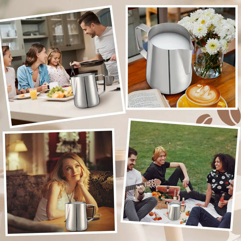 Four Pack 20 Oz Stainless Steel Milk Frothing Pitchers For Coffee And Latte Art Barista Gear Steamer Jugs Cappuccino Maker