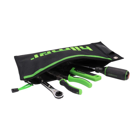 No Stress Waterproof Zipper Storage Pouch For Small HVAC Tools And Accessories with tools inside, dimensions 10.5 by 7 inch.