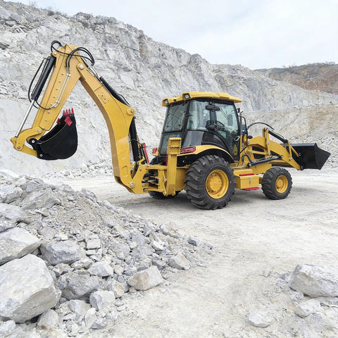 Compact Backhoe Loader Machine With Front Bucket For Landscaping And Construction Jobs Small Wheel Digger Excavator in quarry