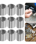 10Pcs M8 Stainless Steel Thread Insert Kit for quick thread repair and maintenance, shown with detailed view of installation process