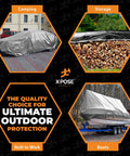 Heavy Duty Poly Tarp 20x25 Foot Weatherproof Cover with 10 Mil Thickness protecting cars, wood, and boats outdoors.
