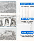 Close-up of Straight Up Game Changing Foldable Storage Bags 4 Pack showcasing non woven fabric, smooth zipper, and side handles.
