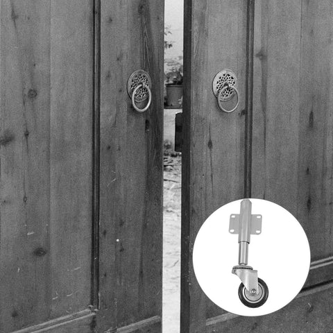 Heavy Duty 3 Inch Swivel Gate Support Wheel Beater Free Steel Caster For Yard Fence Farm Gate mounted on wooden gates.