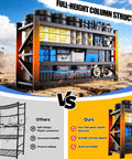 Heavy Duty Bulletproof Four Tier Steel Storage Shelves For Garage And Workshop With Wide 79 Inch Base, full-height design with organized storage.