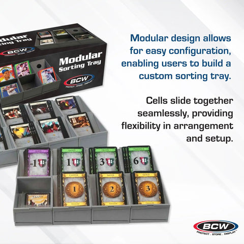 Modular Card Sorting Tray for Collectors and Gamers Expandable Grid Organizer with Movable Cells and Adjustable Angles