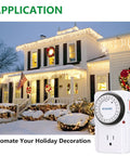 Straightforward Setup 24 Hour Mechanical Plug In Timer With Multiple On Off Cycles Heavy Duty 15 Amp Indoor Outlet Switch for holiday lights.