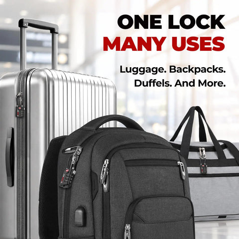 Tsa Approved Travel Luggage Cable Locks Built Solid With Heavy Duty Alloy Design And Smart Open Alert Mechanism To Keep Your Gear Locked Down Tight Black Two Pack on luggage and backpacks