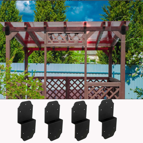 Two Pack Heavy Duty Pergola Brackets Beefy Z Bracket For Post To Beam Connections Six Inch Steel Angle Joist Tie Durable Wood DIY Deck Framing And Fence Repair Hardware Built Tough For Strong Safe Outdoor Builds