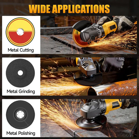 Hardcore Cordless Angle Grinder 4 Inch Smooth Operator cuts, grinds, and polishes metal, showcasing versatility for home renovation.