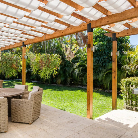 Heavy Duty Pergola Bracket Kit 8 Pieces 3.6 By 3.6 Inch Rafter Post Connectors For Outdoor Gazebos Decks Carports Sunrooms Log Cabins DIY Friendly Fittings Rust Resistant Powder Coated Steel