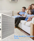 MERV 16 20X25X3In Air Filter For Bryant Carrier Purifier Cartridge with family enjoying clean air in living room
