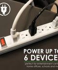 Long Reach 50 Foot 6 Outlet Surge Protector Power Strip With Lighted On And Off Switch 350 Joules 15 Amp 120 Volt 14 Gauge Wire