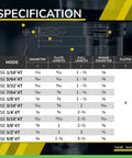 Specification chart for Micrograin Carbide Square End Mill 4 Flute 5/8 Inch For Milling Alloy Steel Hardened Steel Cast Iron And Metal Durable CNC Tool