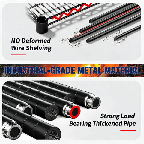 Rock Solid 4 Tier Metal Storage Shelves Heavy Duty Industrial Grade Garage Organization Rack 47 Inches Wide showing thickened bearing pipes.