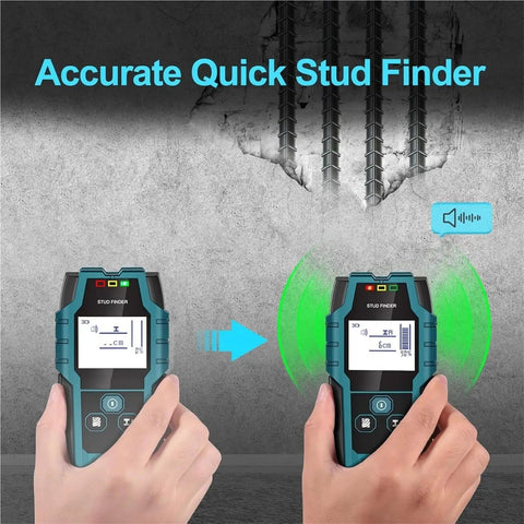 Heavy Duty Stud Finder Wall Scanner With Hd Lcd Display And Auto Calibration For Pinpointing Wood Studs Metal Nails Ac Wires And Pipes in use.