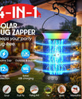 Outdoor Bug Zapper Sun Powered Mosquito Killer Cordless Rechargeable Battery IP66 Waterproof Long Runtime Portable Fly Zapper