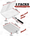 Two Pack Nesting Grill Baskets With Removable Handles For Outdoor BBQ Grillin Barbecue Gear Stainless Steel Camping Accessories diagram