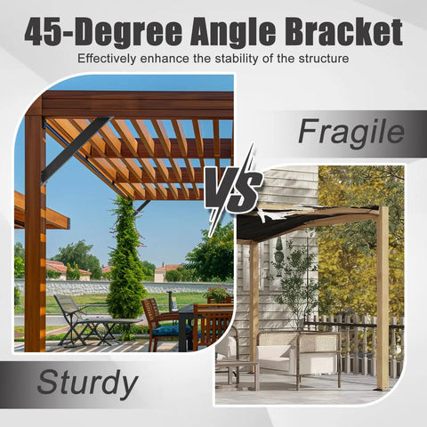 Beefy 45 Degree Angle Support Brackets Kit, 8 Pcs Heavy Duty Steel Pergola Brackets For Wood Posts, Perfect For Pergolas, Gazebos, Patios, Treehouses, All Weather, Powder Coated, Easy Install