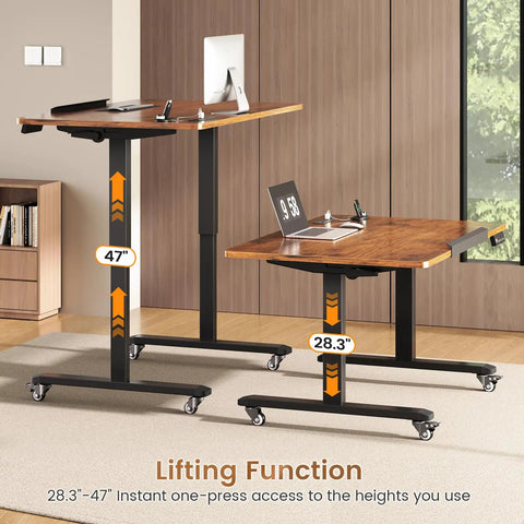 Top Tier Electric Standing Desk With Smooth Height Adjustments And Full 180 Degree Tilting Surface For Sketching Or Computer Sessions Built With Reliable Rolling Casters For Instant Relocation Upgrade Your Grind With This Straight Up Desk Game Changer. Showing height adjustments from 28.3" to 47" for versatile use.