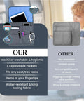 The Low Key Essential Airplane Seat Back Organizer Expands Over Tray Tables To Keep Your Commuter Carry On Gear Crisp And Stress Free During Every Seamless Flight journey with 4 pockets and fabric details.