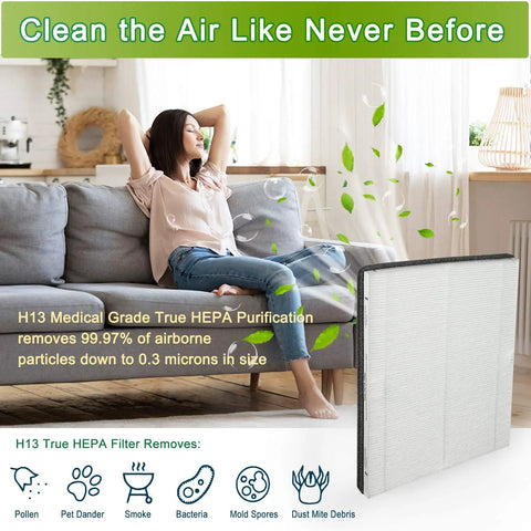 MD1-0022 Replacement Filter Two Pack H13 Medical Grade True HEPA Filter for Vornado captures 99.97% of particles