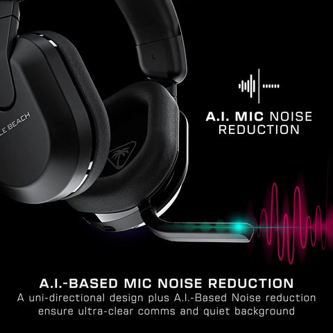 Close-up of Stealth 600 Wireless Multiplatform Gaming Headset with Bluetooth, focusing on noise-cancelling mic feature.