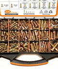 Tough As Nails Heavy Duty Assorted Hex Nut And Bolt Kit Packed With 626 Pieces Grade 8.8 High Tensile Steel Yellow Zinc Plated in storage box.