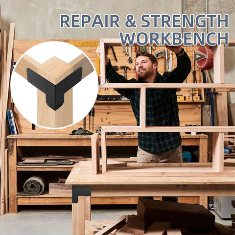 4 Pack 3 Way Workbench Corner Brackets Kit For 4x4 And 2x4 Wood Heavy Duty DIY Workbench Hardware With Screws in workshop