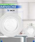16 Inch Microwave Glass Turntable Replacement Plate Fits WB49X10189 GE Microwave shown with dimensions for even cooking.