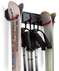 Badass Heavy Duty Wall Mounted Ski Rack Organizer With Thick Padded Hooks For Indoor Garage Storage Holds Two Full Sets Of Skis Poles And Sports Gear In A Solid Metal Frame, displaying skis and poles neatly organized.