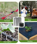 Heavy Duty U Shaped Galvanized Landscape Fabric Pins 200 Pack 6 Inch Garden Stakes With 100 Gaskets for securing tent, garden decorations, drip irrigation, and weed barriers.