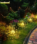 Two Pack Solar Firework Copper Wire Lights For Outdoors With 120 LED Beads Bendable Twinkle Beams Waterproof Garden Decor glowing in yard