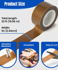 Pro Grade Teflon Tape For Heat Sealer Machine 1 Inch By 33 Feet 0.18mm PTFE Fiberglass Adhesive Tape showing product size and features