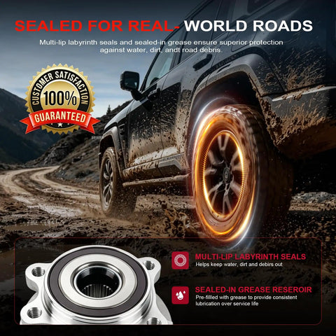 Heavy Duty 2 Pack Front Wheel Hub Bearing Assembly 5 Lug With Abs Direct Replacement For Toyota Rav4 2006 To 2018 Mirai 2016 To 2020 Scion Tc Built Damn Tough For Chill Cruising And Zero Mechanical Gremlins, showcasing hub assembly with multi-lip seals.