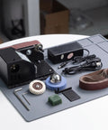Portable Mini Belt Sander Kit With Grinder Polisher And Knife Sharpening Flattening Tips, compact tools and accessories for woodworking.