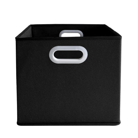Collapsible Fabric Storage Bins Set Of Six With Sturdy Reinforced Base And Rugged Double Handles For Closets Bedrooms And Nurseries Top Shelf Build Keeps All Your Stuff Securely Put Away Black - single black storage cube with dual handles.