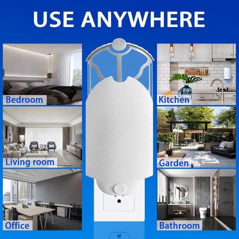 16 Pack Refill Cartridges Compatible With M364 Max Plug In Flying Insect Trap displayed in various rooms like kitchen and bedroom.