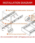Installation diagram for 120 Lb Heavy Duty 22 Inch Side Mount Drawer Slides, showing assembly steps for proper fitting.