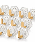 Heavy Duty Adhesive Wall Hooks With Rock Solid Grip, Hexagonal Ripple Texture Built Tough For Towels And Jackets, ten pack clear and gold