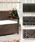 Wicker Outdoor Storage Bench With Hidden 46 Gallon Gas Strut Lift Up Storage, showing reinforced seat board, metal frame, and foot pads