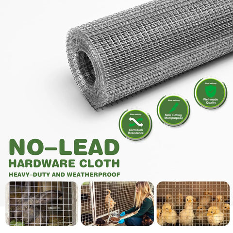 Galvanized Hardware Cloth 1/4 Inch Mesh 16 Inch By 20 Foot Wire Roll Heavy Duty Chicken Coop Fence Rabbit And Snake Barrier
