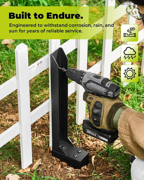 Installation of Heavy Duty Fence Post Repair Kit With Steel Post Anchor For Leaning Or Broken Posts No Dig No Hammer Install DIY Friendly