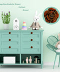 Top Shelf Vintage Floral Ceramic Cabinet Knobs And Dresser Drawer Pulls In Radiant Red Featuring Durable Construction Plus Easy Peasy Mounting Screws Included Fast on teal dresser with decor.