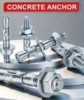 Heavy Duty Galvanized Wedge Anchors, 24 Piece Concrete Screw & Wall Bolt Kit, 5/16 X 2 In. Rust Proof masonry fasteners.