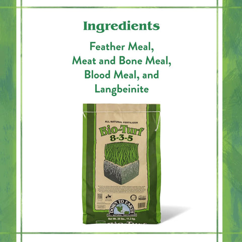 Bio Turf Lawn Food 8 3 5 All Natural Organic Fertilizer For Grass Lawn Landscape And Ornamentals OMRI Listed package front view